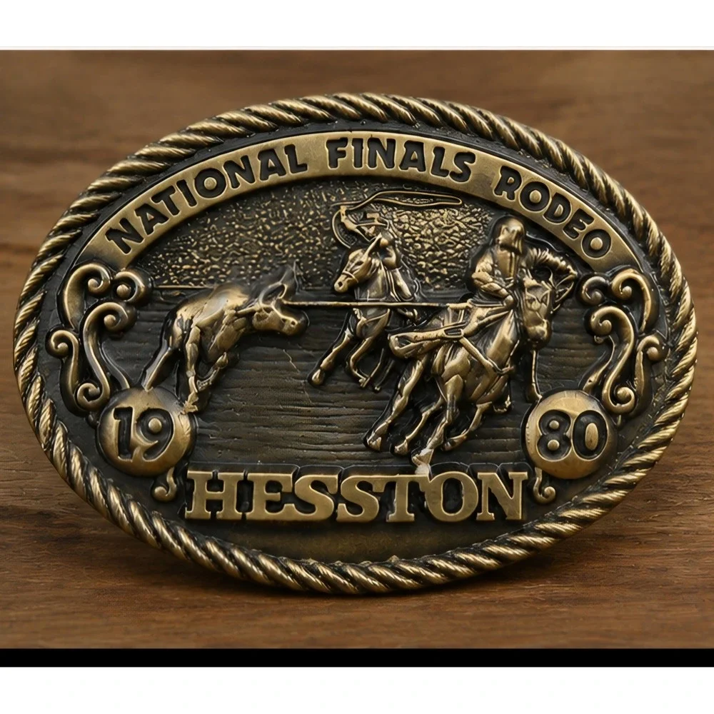 Vintage 1980 Hesston Limited 6th Edition Collector's NFR Belt Buckle #1449